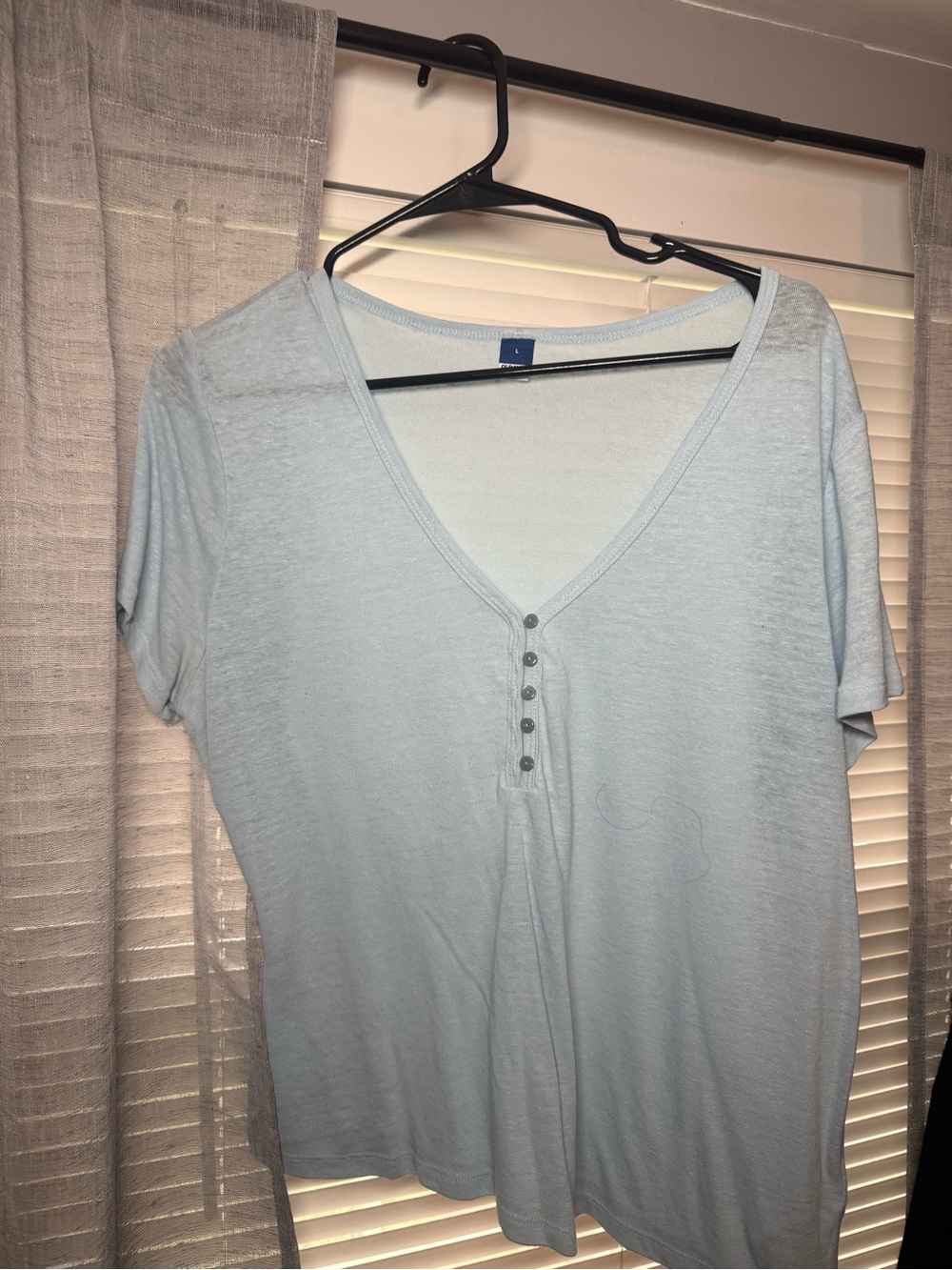 Old Navy Pale Blue Short Sleeve Henley Top